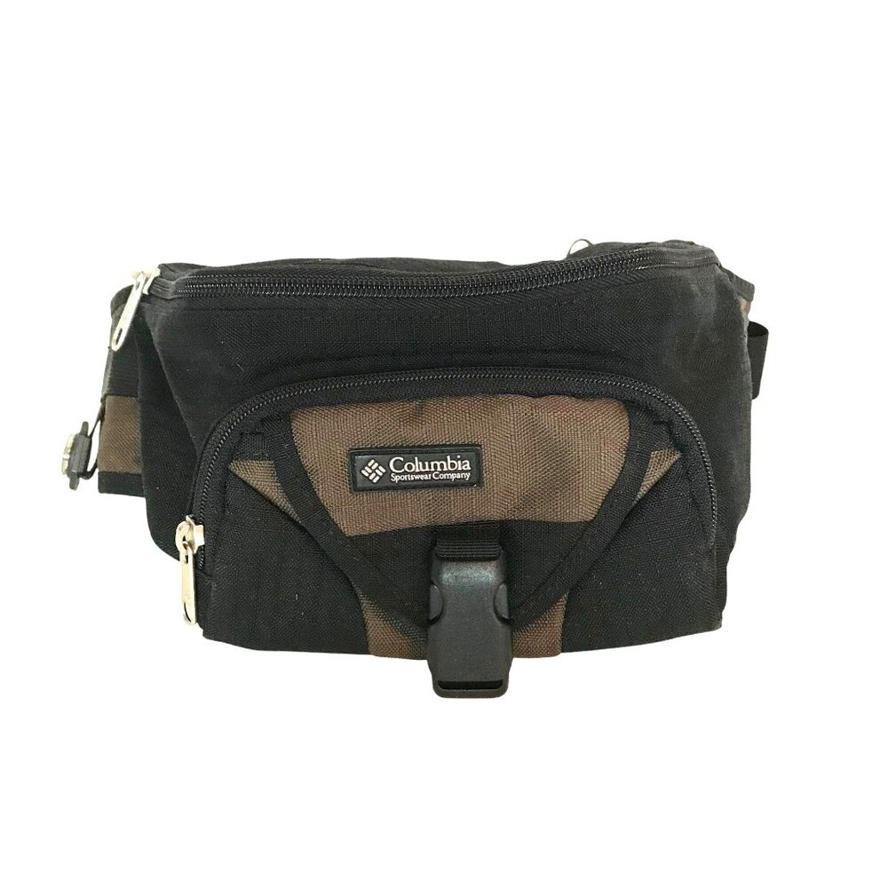 Columbia Fanny Pack Hip Bag With Compass Black & Brown Nylon Unisex Adjustable S